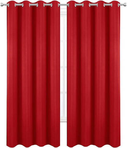 LEMOMO Blackout Curtains 52 x 90 Inch Long Bright Red Curtains Set of 2 Panels Room Darkening Curtains for Bedroom and Living Room