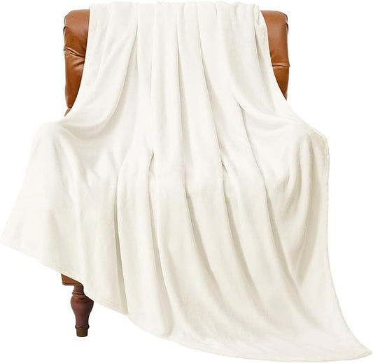 BEDELITE Fleece Blanket Twin Size Cream Throw Blankets for Couch & Bed, Luxury Plush Cozy Fuzzy Blanket 60x80 inches, Super Soft Warm Lightweight Throw Blanket for Travel Camping