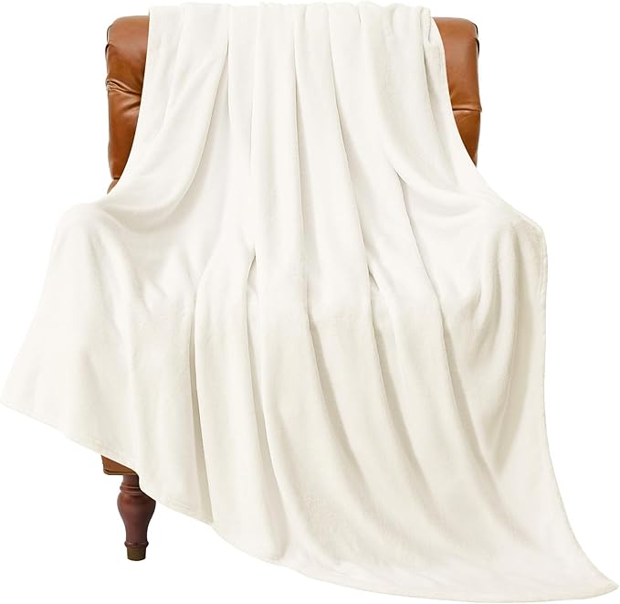 BEDELITE Fleece Blanket Cream Throw Blanket for Couch & Bed, Luxury Plush Cozy Fuzzy Blanket 50" x 70", Super Soft Warm Lightweight Fall Throw Blanket for Travel Camping