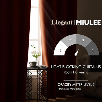 MIULEE 90" Long Blackout Curtains Room Darkening Thermal Insulated Fall Drapes Solid Window Treatment Set Grommet Top Light Blocking Curtain for Living Room/Bedroom 2 Panels Orange