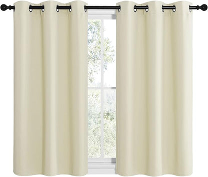 NICETOWN Room Darkening Curtain Panels for Living Room, Thermal Insulated Grommet Room Darkening Draperies/Drapes for Window (Beige, 2 Panels, W42 x L40 -Inch)