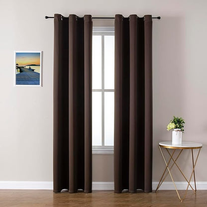 ChrisDowa Brownout Curtains 78 inches Long for Bedroom - 2 Panels Set Grommet Thermal Insulated Room Darkening Curtains for Living Room (Brown, 42 x 78 Inch)