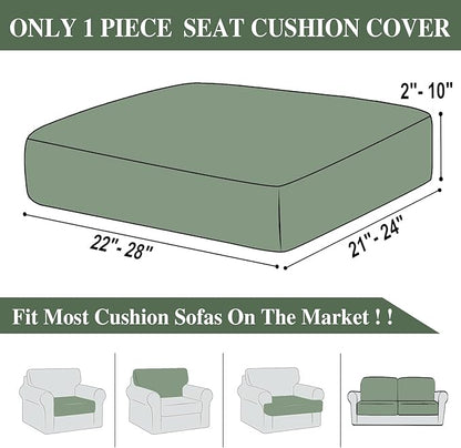 Couch Cushion Cover Seat Cushion Cover Stretch Armchair Cover Separate Sectional Sofa Slipcovers Furniture Protector(1 Piece for Seat or Sofa Backrest, Green)