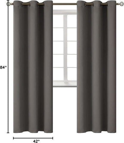 BGment Blackout Curtains for Bedroom - Grommet Thermal Insulated Room Darkening Curtains for Living Room, Set of 2 Panels (42 x 84 Inch, Grey)