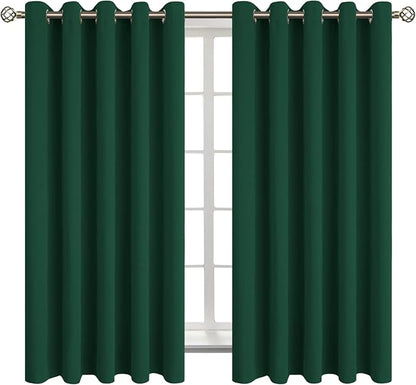 BGment Blackout Curtains for Bedroom - Grommet Thermal Insulated Room Darkening Drapes for Living Room, Set of 2 Panels (70 x 63 Inch, Emerald Green)