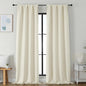 Simplebrand Ava Ivory Light Filtering Curtains for Bedroom 96 Inches Long 2 Panels, Solid Thermal Insulated, Energy Saving Nursery Window Treatment Curtains Light Filtering, W40 x L96 Inch, Ivory