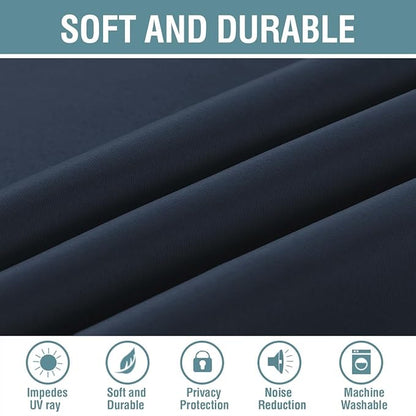 H.VERSAILTEX Blackout Curtain for Living Room Extra Long, Thermal Insulated Bedroom Curtains Grommet Top, Noise Reducing Patio Door Curtain - Navy Blue, One Panel, 52'W x 120'L