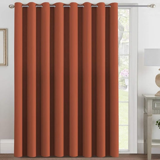 H.VERSAILTEX Blackout Patio Curtains 100 x 108 Inches for Sliding Door Extral Wide Blackout Curtain Panels Thermal Insulated Room Divider - Grommet Top, 9' Tall by 8.5' Wide - Orange