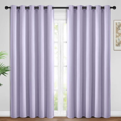 Yakamok Light Blocking Room Darkening Thermal Curtains - Blackout Curtains with Grommet Top for Bedroom/Living Room (62Wx84L, Lilac, 2 Panels)