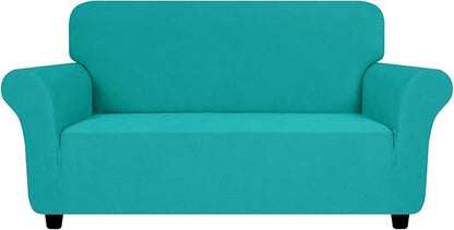 ZNSAYOTX Super Stretch Loveseat Covers (57"-70"), New Striped Love Seat Slipcover, Dogs Pet Friendly Anti-Slip Couch Protector Spandex Durable 2 Seater Fabric Sofa Cover (Peacock Teal, Loveseat)