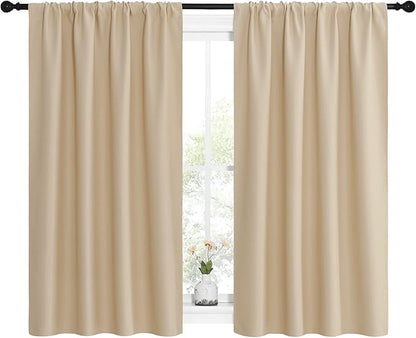 NICETOWN Blackout Room Darkening Curtains - Home Decoration Light & Noise Reducing Thermal Insulated Window Draperies with Rod Pocket Top (Biscotti Beige, Set of 2, 42 inches Wide x 54 inches Long)