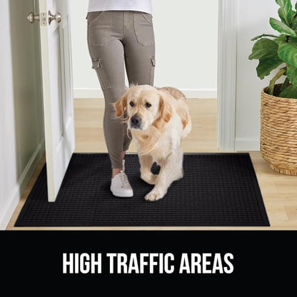 GORILLA GRIP® Ultra Absorbent Front Door Mat Outside Entrance, Traps Dirt and Moisture, HydroABSORB Indoor Outdoor Doormat Holds Up to 1.7 Cups Water, Stain and Fade Resistant Welcome Mat, 29x17 Black