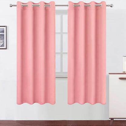 LEMOMO Blackout Curtains 66 x 72 Inch Long Pink Curtains Set of 2 Panels Room Darkening Curtains for Bedroom and Living Room