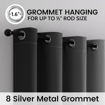 SimpleHome Black Ombre 100% Blackout Curtains for Bedroom 54 Inches Long, Room Darkening Thermal Insulated Grommet Curtains for Living Room, 2 Panels, 52x54 inches Length
