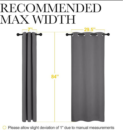 NICETOWN Bedroom Curtains Blackout Drapery Panels, Three Pass Microfiber Thermal Insulated Solid Ring Top Blackout Window Curtains/Drapes (Two Panels, 34 x 84 inches, Gray)