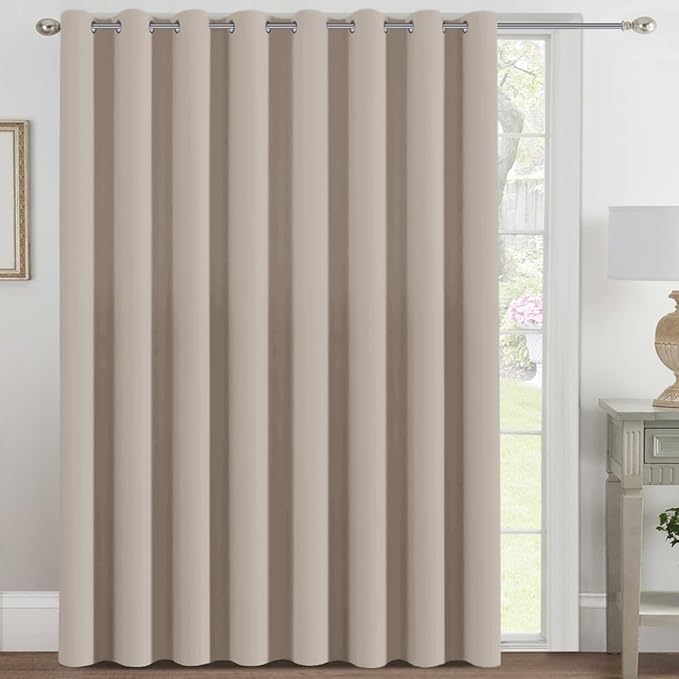 H.VERSAILTEX Blackout Patio Curtains 100 x 108 Inches for Sliding Door Extral Wide Blackout Curtain Panels Thermal Insulated Room Divider - Grommet Top, 9' Tall by 8.5' Wide - Fog