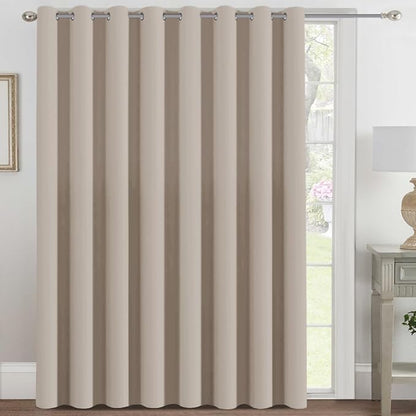 H.VERSAILTEX Blackout Patio Curtains 100 x 108 Inches for Sliding Door Extral Wide Blackout Curtain Panels Thermal Insulated Room Divider - Grommet Top, 9' Tall by 8.5' Wide - Fog