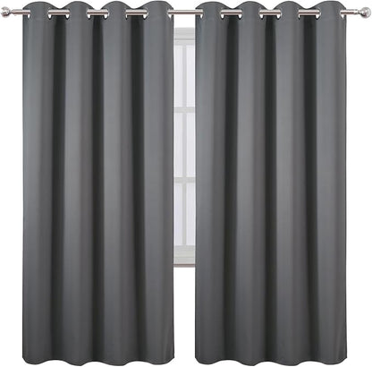 LEMOMO Blackout Curtains 66 x 72 Inch Long Frost Grey Curtains Set of 2 Panels Room Darkening Curtains for Bedroom and Living Room
