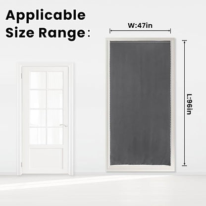 Magic Tape Blackout Curtains for Bedroom No Drillng Self Adhesive Curtains No Rod Small Window, 47" W X 96" L, Grey, 1 Panel