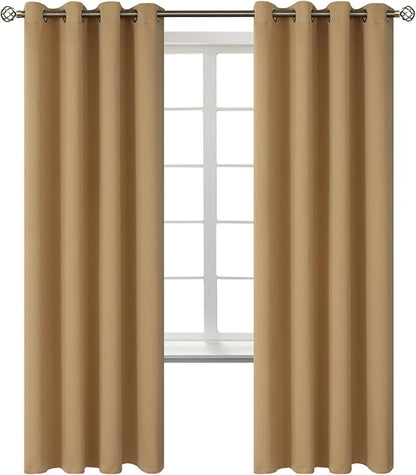 BGment Blackout Curtains for Bedroom - Grommet Thermal Insulated Room Darkening Curtains for Living Room, Set of 2 Panels (52 x 72 Inch, Khaki)
