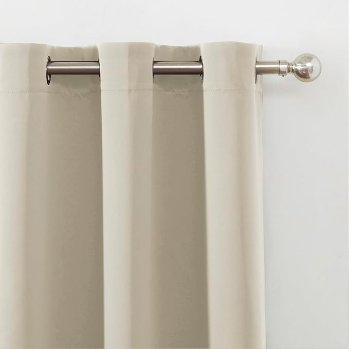LEMOMO Blackout Curtains 66 x 72 Inch Long Light Beige Curtains Set of 2 Panels Room Darkening Curtains for Bedroom and Living Room