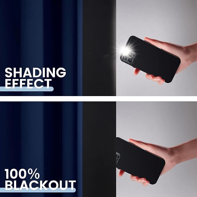 SimpleHome 100% Blackout Curtains for Bedroom,Thermal Insulated Navy Blue Grommet Window Drapes Room Darkening Curtains for Living Room with Black Back,38 x 84 Inch,2 Panels