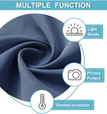 RYB HOME RV Curtains for Camper Windows, Mini Small Thermal Insulated Sunlight Heat Blocking Blackout Privacy Portable Curtains for Travel Trailer, Width 34 by Length 24, Stone Blue, 2 Panels