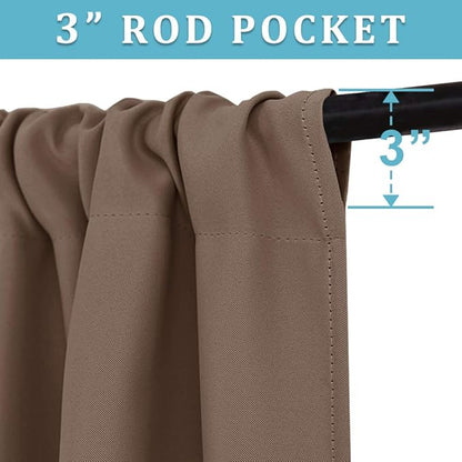RYB HOME Cafe Blackout Curtains 24 inch Length, RV Curtains for Camper Windows, Mini Short Small Insulating Light UV Heat Blocking Privacy Half Window Tiers, Width 42 by Length 24, Mocha, 2 Panels
