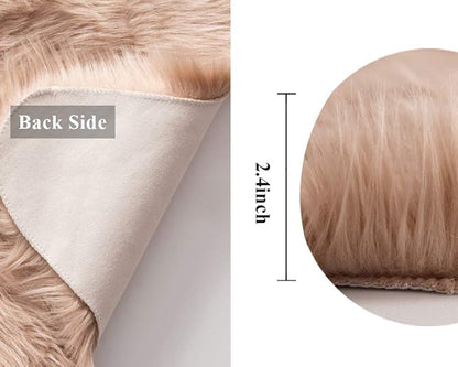 MIULEE Fluffy Rug Soft Shaggy Faux Fur Area Rug Luxury Plush Sheepskin Carpet for Bedroom Living Room Sofa Chair 2 x 3 Feet, Khaki