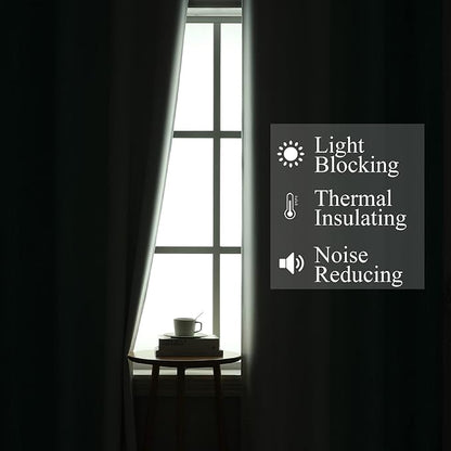 Estelar Textiler Teal and Grayish White Blackout Curtains 108 Inches Long, Thermal Insulated Drapes for Bedroom, Full Light Blocking Energy Saving Long Curtains for Living Room, 52Wx108L, 2 Panels
