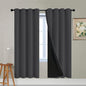 Yakamok 100% Blackout Curtains, 2 Thick Layers Thermal Insulated Total Blackout Drapes for Bedroom, Heat Blocking Window Curtains for Living Room(Charcoal Grey, 52Wx72L, 2 Panels)