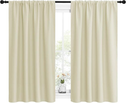 NICETOWN Kitchen Curtains, Short Blackout Curtains & Drapes, Home Decoration Privacy Thermal Insulated Curtains for Unicorn Theam Room (Beige, 42" Wide, 54" Long, 2 PCs)