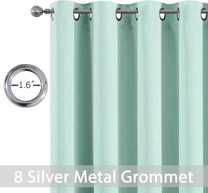 Yakamok Wide Thermal Blackout Patio Door Curtain Panel, Aqua Grommet Sliding Door Insulated Curtains, Extra Wide Curtains for Sliding Glass Door, Aqua Green, W52 x L84, 1 Panel