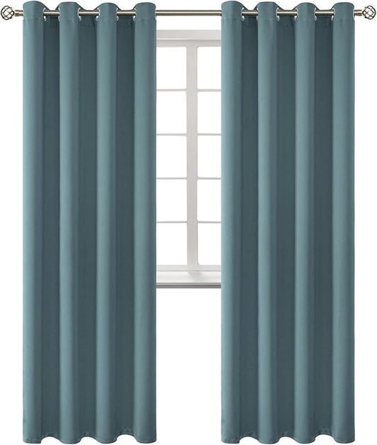 BGment Room Darkening Curtains 84 Inches Long - Grommet Thermal Insulated Drapes Window Treatment Curtains for Bedroom, 2 Panels, 52 x 84 Inch, Stone Blue