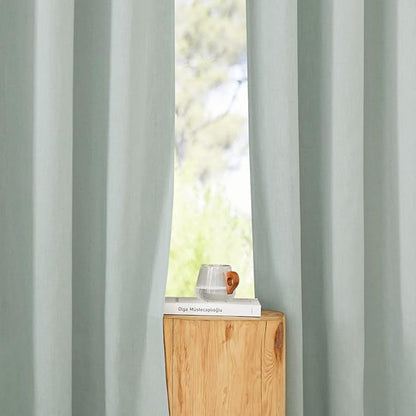 NICETOWN Sage Green Linen Doorway Curtains 80 inches Long, Grommet Thick Linen Weave Semi Sheer Window Treatments Privacy Assured with Light Filtering for Bedroom/Side Door, W34 x L80