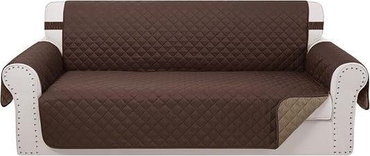 Reversible Sofa Covers Couch Cover Furniture Protector for Dogs Elastic Straps Water Resistant(Sofa,Chocolate/Taupe)