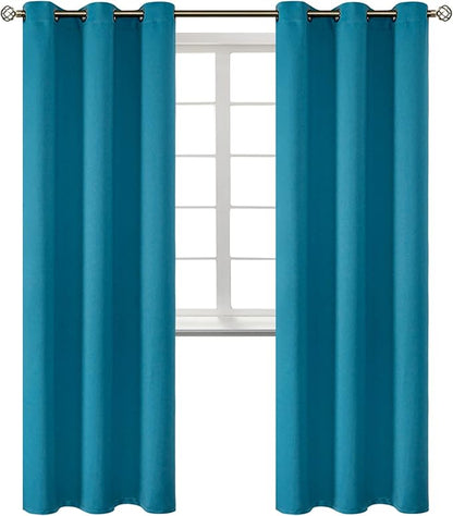 BGment Blackout Curtains - Grommet Thermal Insulated Room Darkening Bedroom and Living Room Curtains, Set of 2 Panels (42 x 84 Inch, Peacock Blue)