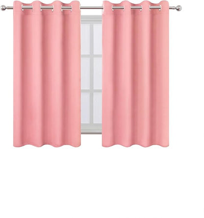 LEMOMO Blackout Curtains 66 x 54 Inch Long Pink Curtains Set of 2 Panels Room Darkening Curtains for Bedroom and Living Room