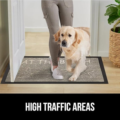 GORILLA GRIP 100% Waterproof All-Season WeatherMAX Doormat US Designed Natural Rubber, Stain and Fade Resistant, Low Profile Indoor Outdoor Door Mats, Easy Clean Patio Mat, 29x17, Sand Beach