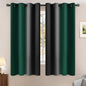 Yakamok Blackout Ombre Dark Green and Black Curtains-Gradient Room Darkening Curtain, Grommet Thermal Insulated Light Blocking Window Drapes Curtain for Living Room Bedroom,52 x 63 Inch,2 Panels