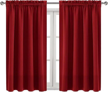 DWCN Christmas Burgundy Room Darkening Blackout Curtains - Thermal Insulated Privacy Energy Saving Window Curtain Drapes 52 x 54 inch Length, Set of 2 Bedroom Living Room Curtains