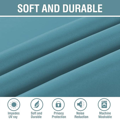 H.VERSAILTEX Blackout Curtain for Living Room Thermal Insulated Window Treatment Curtain Extra Long 108 inch Length Energy Saving Solid Grommet Top Blackout Drape, One Panel, Storm Blue, 52"W x 108"L