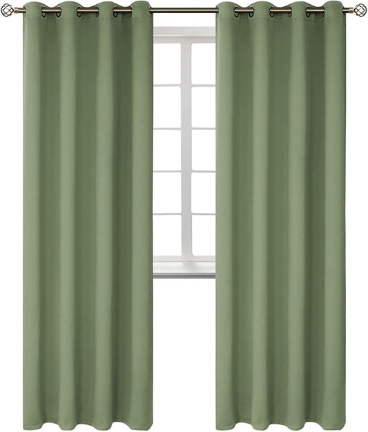 BGment Room Darkening Curtains 84 Inches Long - Grommet Thermal Insulated Drapes Window Treatment Curtains for Bedroom, 2 Panels, 52 x 84 Inch, Grass Green