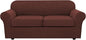 H.VERSAILTEX 3 Piece Stretch Sofa Covers for 2 Cushion Sofa Couch Covers for Living Room Sofa (Base Cover Plus 2 Seat Cushion Covers) Thicker Jacquard Fabric (Large Sofa, Burnt Brick)