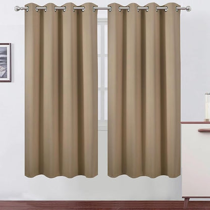 LEMOMO Natural Thermal Blackout Curtains/52 x 72 Inch/Set of 2 Panels Room Darkening Curtains for Bedroom