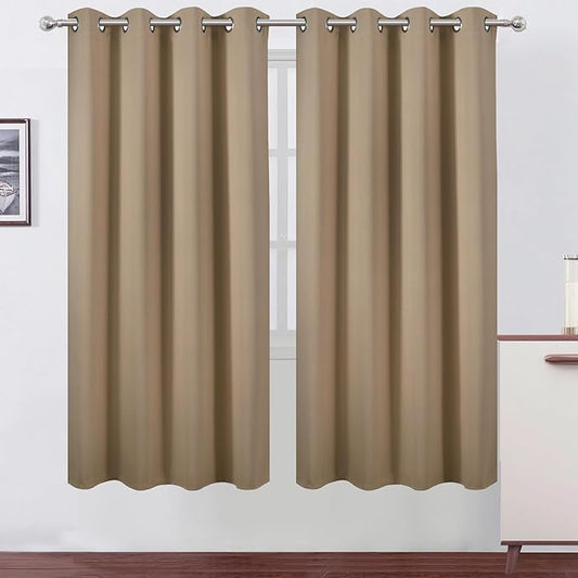 LEMOMO Natural Thermal Blackout Curtains/52 x 72 Inch/Set of 2 Panels Room Darkening Curtains for Bedroom