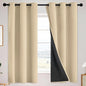 SimpleHome 100% Blackout Curtains for Bedroom,Thermal Insulated Beige Grommet Window Drapes Room Darkening Curtains for Living Room with Black Back,38 x 63 Inch,2 Panels