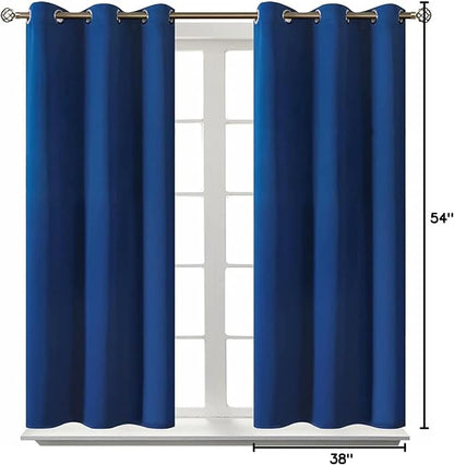 BGment Blackout Curtains for Bedroom - Grommet Thermal Insulated Room Darkening Curtains for Living Room, 38 x 54 Inch, 2 Panels, Royal Blue