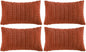 Fancy Homi 4 Packs Boho Burnt Orange Fall Decorative Throw Pillow Covers 12x24 Inch for Couch Bed Sofa, Rustic Modern Farmhouse Home Decor, Soft Plush Corduroy Cute Square Cushion Case 30x60 cm