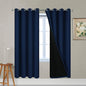 Yakamok 100% Blackout Curtains with Black Liners, Thermal Insulated Full Blackout 2-Layer Lined Drapes Room Darkening Curtain Panel for Bedroom(Navy Blue, 2 Panels, W52 x L72)